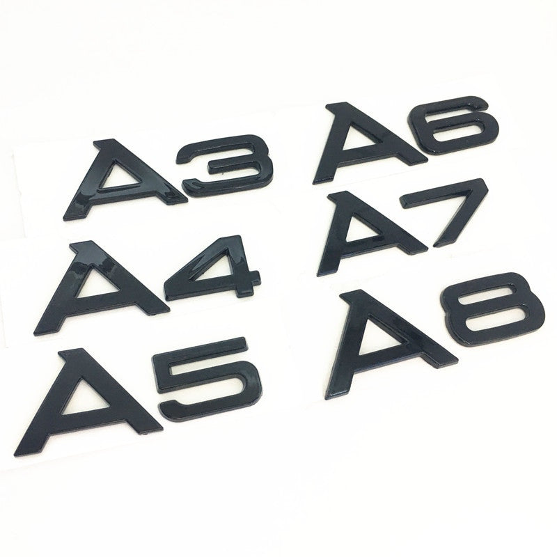 1 Pcs For Audi Black/Silver A 3 4 5 6 7 8 Rear Bumper Trunk Emblem Stickers Badge Decals - larahd