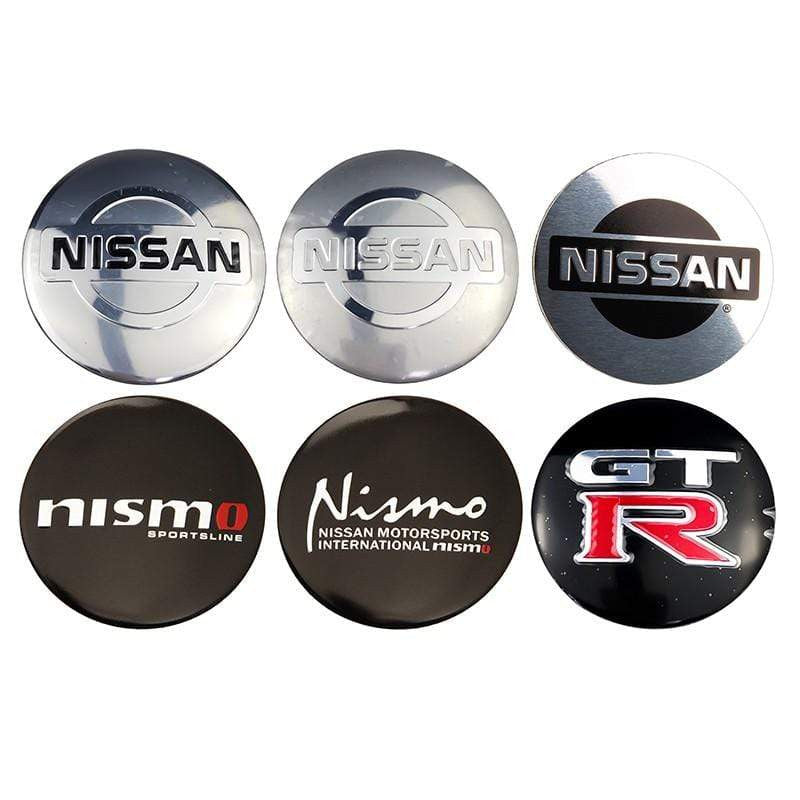 56mm 4PCS Nissan Nismo GTR X-Trail Qashqai tiida Altima sentra Car Wheel Center Hub Cap Sticker Emblem Badge Decal - larahd