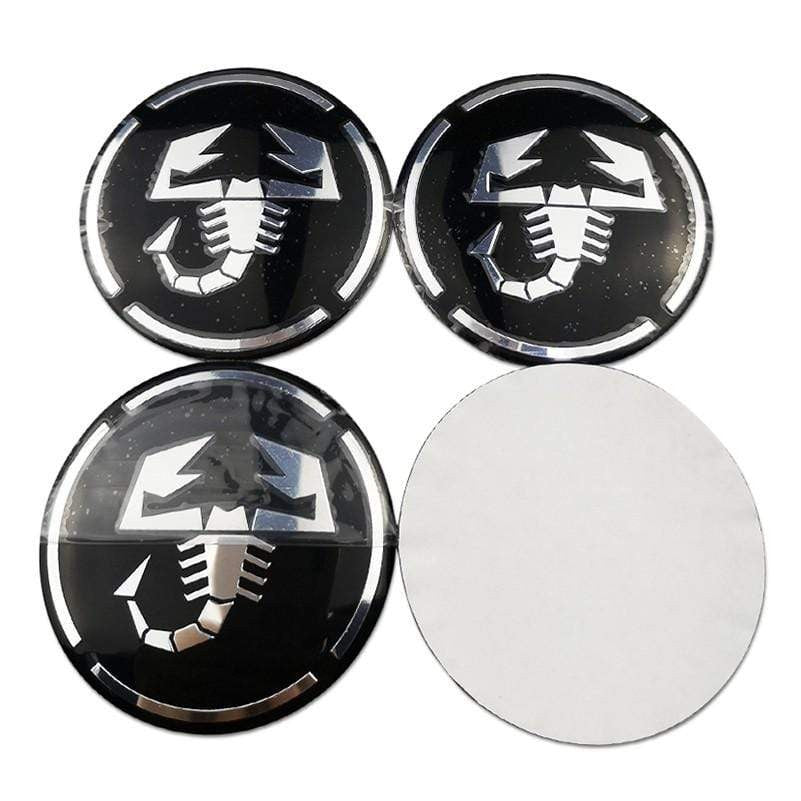 4PCS 56mm Abarth Scorpion Car Wheel Center Hub Cap Sticker Auto Tire Emblem Badge Decal