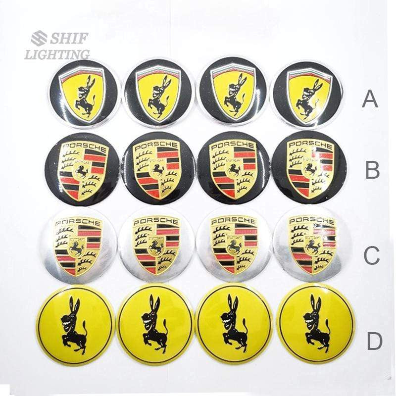 4 X 56mm PORSCHE HORSE Logo Car Auto Decorative Wheel Hub Center Caps Covers Emblem Sticker Decal Badge-Realmancar