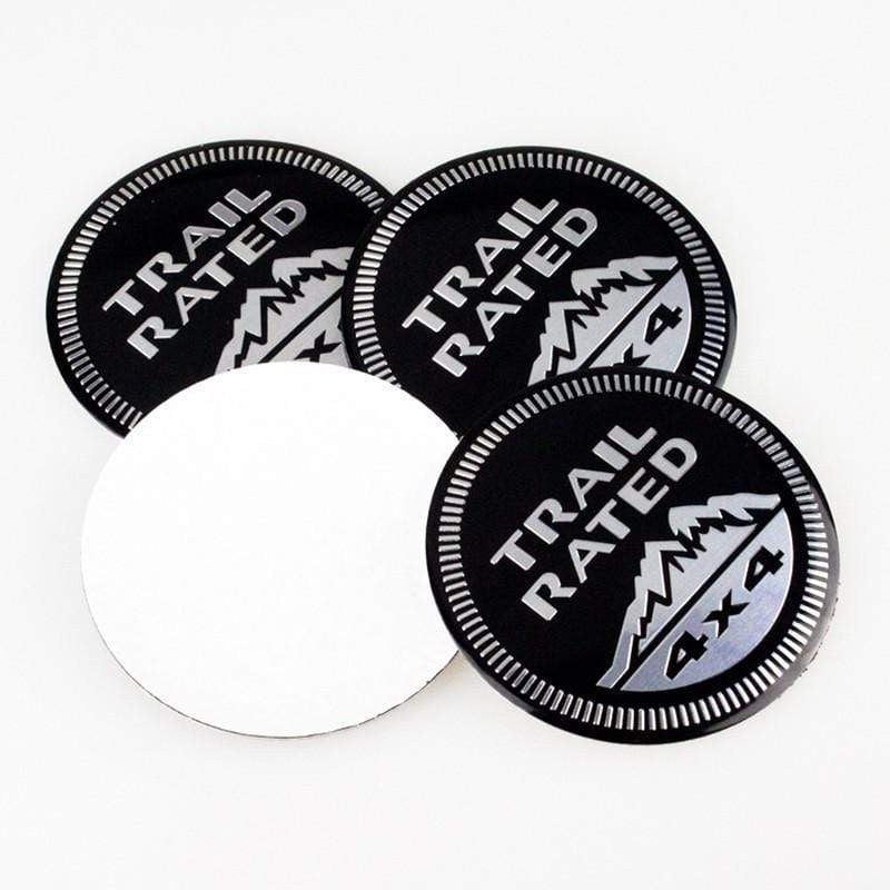 4pcs 56mm Jeep TRAIL RATED 4X4 Snow Mountain Car Wheel Center Hub Cap Sticker Auto Tire Emblem Badge Decal