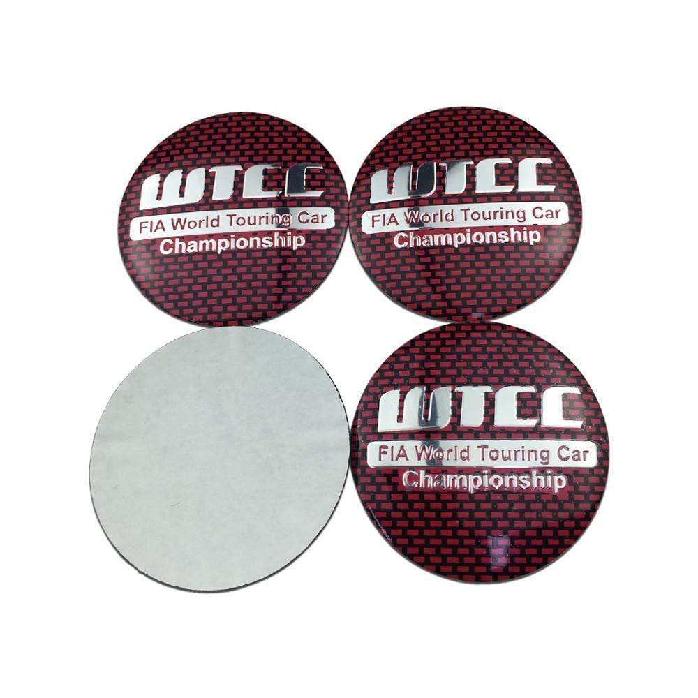 4PCS 56mm WTCC Car Wheel Center Hub Cap Sticker Auto Tire Emblem Badge Decal