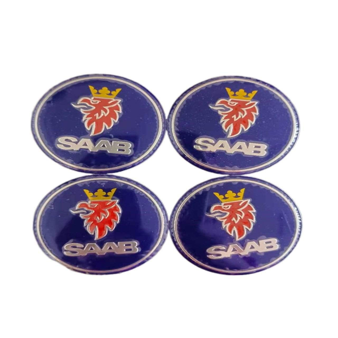 Auto Parts 4PCS 56MM Blue SAAB Car Wheel Center Hub Cap Emblem Badge-Realmancar