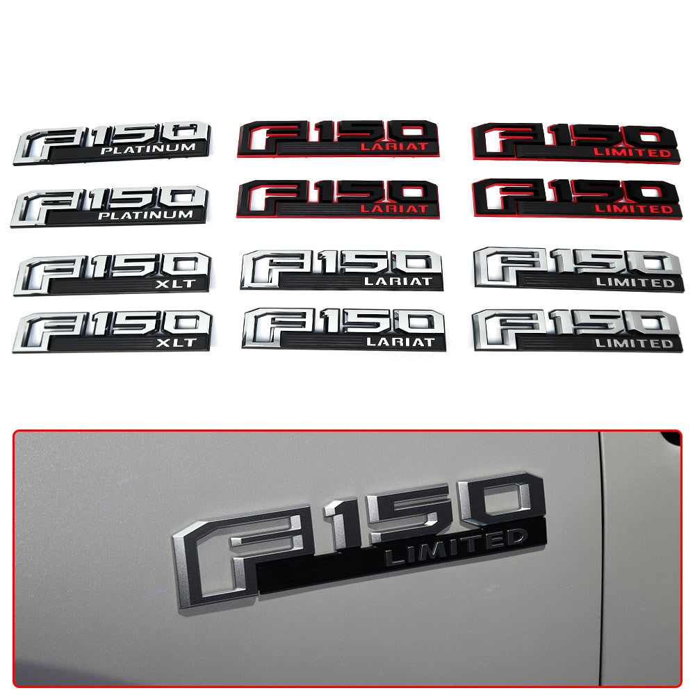 2pcs Ford F150 F150 LARIAT LIMITED PLATINUM XLT Fender Emblems Drivers Side Rear Sticker - larahd