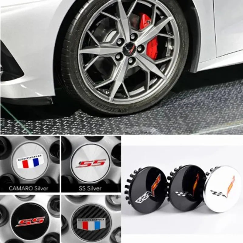 4Pcs/set 68mm SS ABS Carbon Fiber Car Wheel Center Covers For Chevrolet CAMARO Corvette - larahd