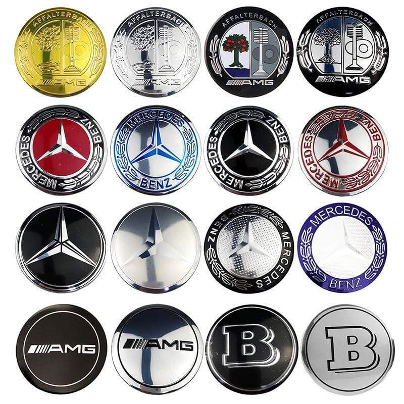 56mm 4PCS Mercedes Benz AMG Apple Tree Brabus Lorinser Car Wheel Center Hub Cap Sticker Emblem Badge Decal - larahd