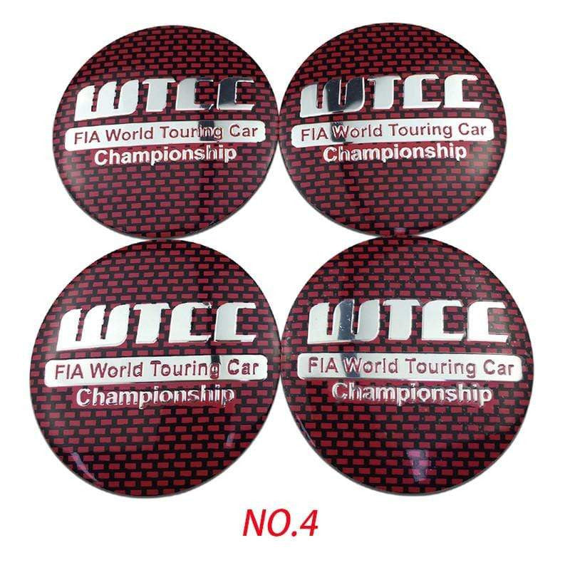 4PCS 56mm WTCC Car Wheel Center Hub Cap Sticker Auto Tire Emblem Badge Decal