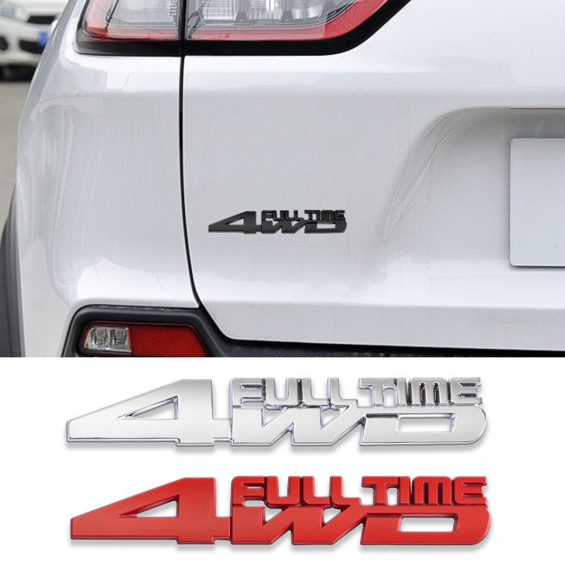 2x Metal 4WD FULL TIME 4X4 Car Fender Trunk Emblem Badge Decal Sticker 4X4 - larahd