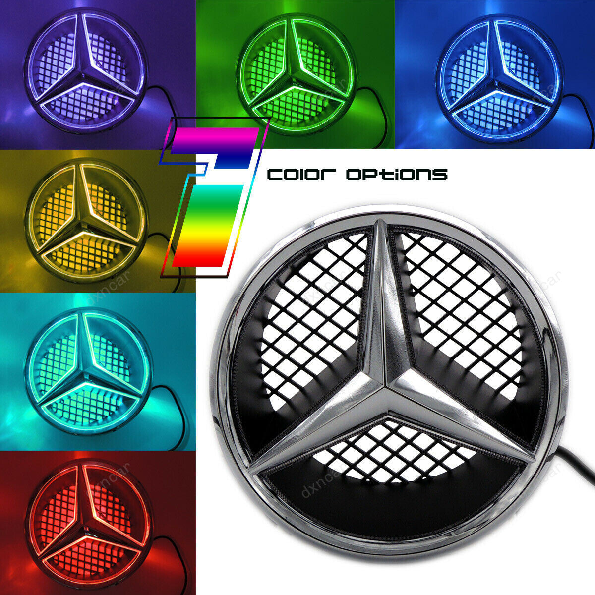 Colorful Car LED Front Grille Logo Emblem Star Light For Mercedes Benz Snap Type - larahd