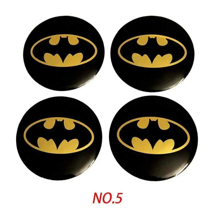 4PCS 56mm Batman Bat Car Wheel Center Hub Cap Sticker Auto Tire Emblem Badge Decal - larahd