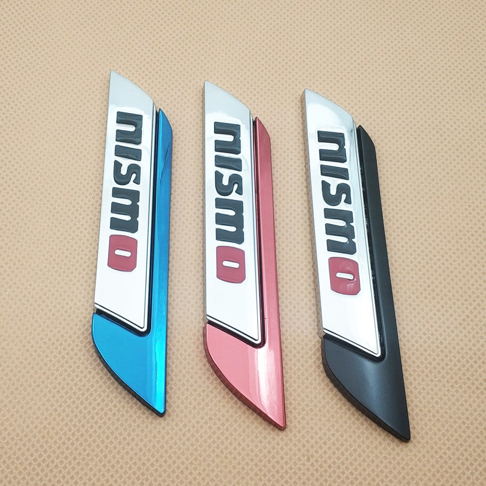 2pcs 3D Metal Badge Chrome Car Door NISMO Emblem Side Fender GTR Sport - larahd