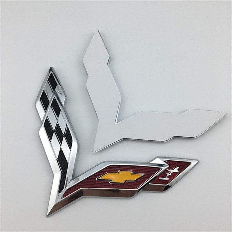 2 Pcs 3D Car Styling For Chevrolet Corvette Aveo Cruze Malibu Captiva Trax Niva Captiva Front Emblem Sticker Rear Trunk Badge Decal