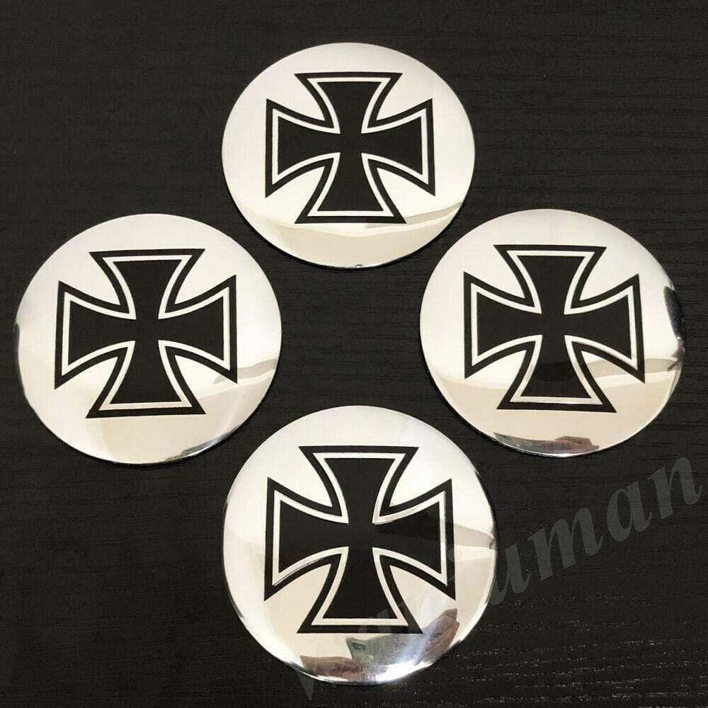 4pcs 56mm Maltese Cross Car Wheel Center Hub Cap Badge Emblem Decals Sticker-Realmancar