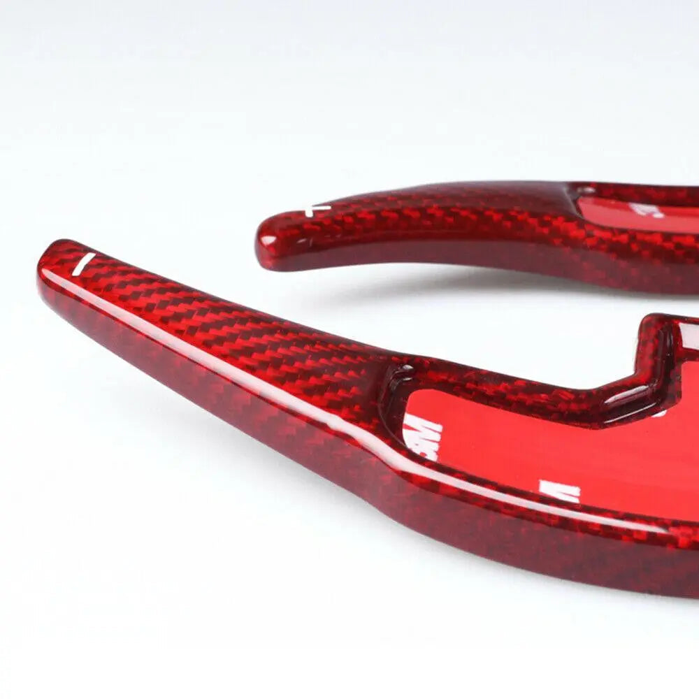 Real Carbon Fiber Steering Wheel Shift Paddle Extension Red For Mustang 2015+