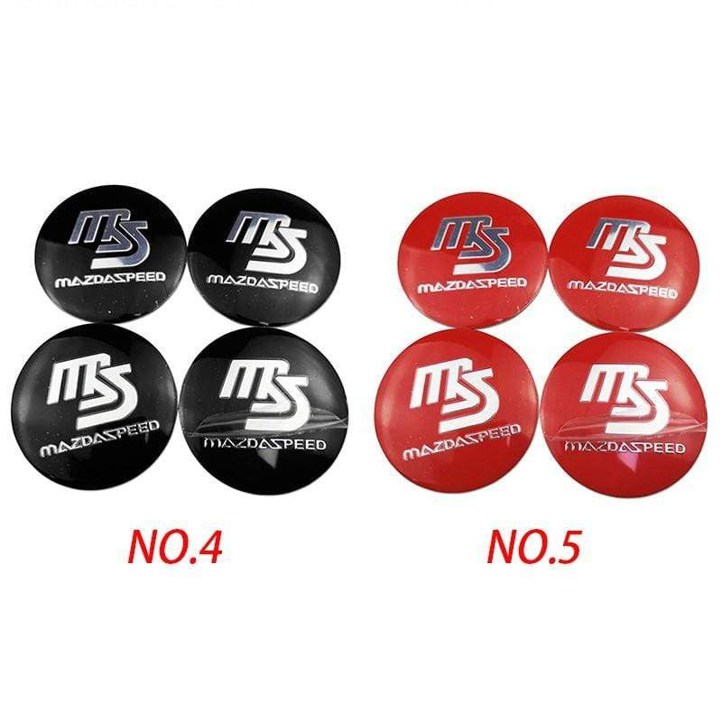 4PCS 56mm MS Mazda Speed Car Wheel Center Hub Cap Sticker Auto Tire Emblem Badge Decal-Realmancar