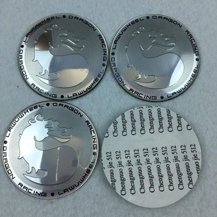 4pcs 56mm Dragon Racing Logo Car Wheel Center Hub Cap Stickers Aluminum Alloy Badge Emblem Decals