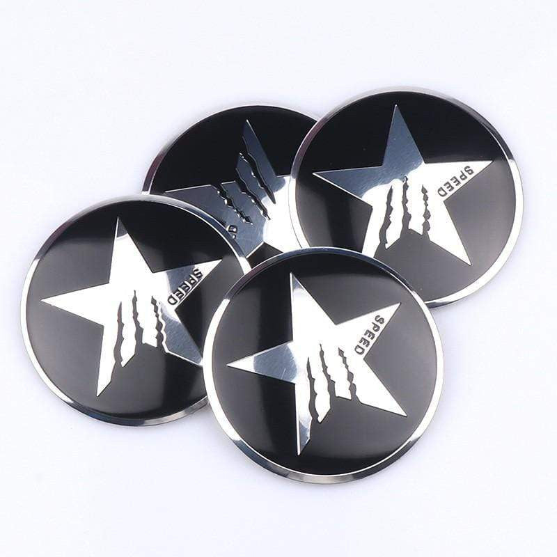 4pcs 56mm Pentagram Logo Car Wheel Center Stickers Hub Cap Emblem Cover For Ford