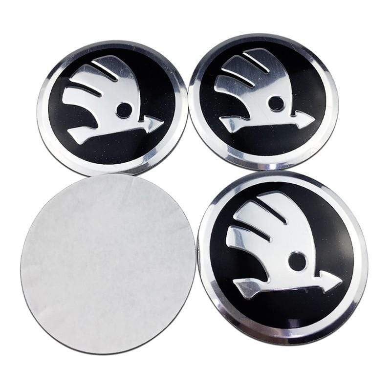 4pcs 56mm Skoda Modified VRS Car Wheel Center Hub Cap Sticker Auto Tire Emblem Badge Decal Accessories