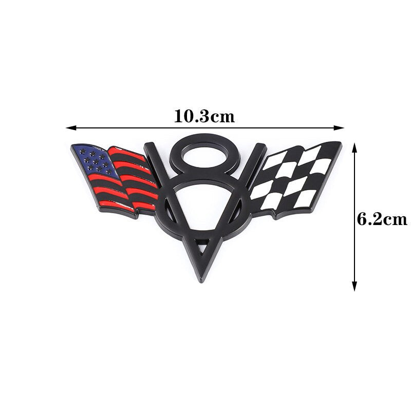 3D Metal V8 USA UK Germany France Italy Flag Sticker Emblem Badge for Fiat Ford Lada Audi Opel Skoda