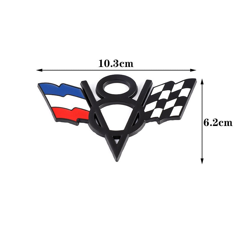 3D Metal V8 USA UK Germany France Italy Flag Sticker Emblem Badge for Fiat Ford Lada Audi Opel Skoda - larahd