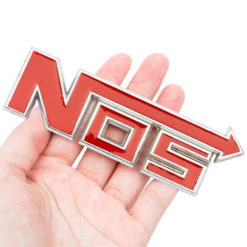 Metal NOS Nitrous Oxide Systems Vintage Car Grill Emblem Badge Decal Sticker - larahd