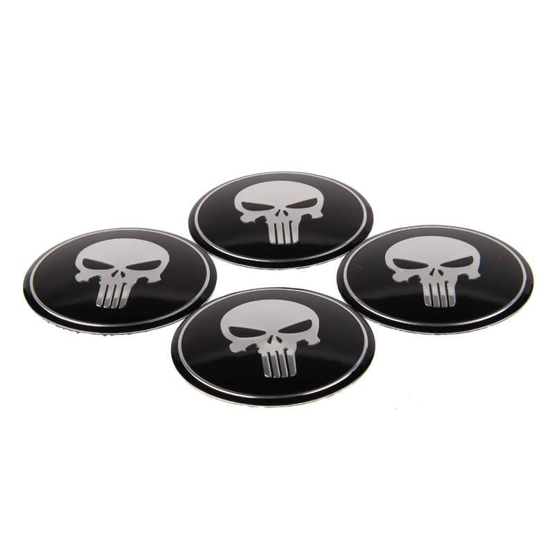 4PCS 56mm Punisher Skull Car Wheel Center Hub Cap Sticker Auto Tire Emblem Badge Decal - larahd