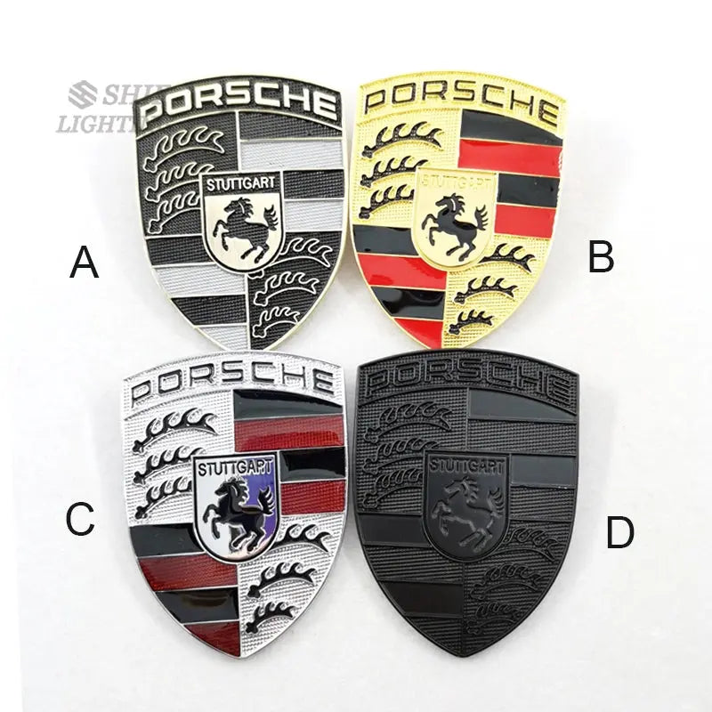 Metal PORSCHE HORSE Logo Front Hood Emblem Badge Decal Sticker Replacement - larahd