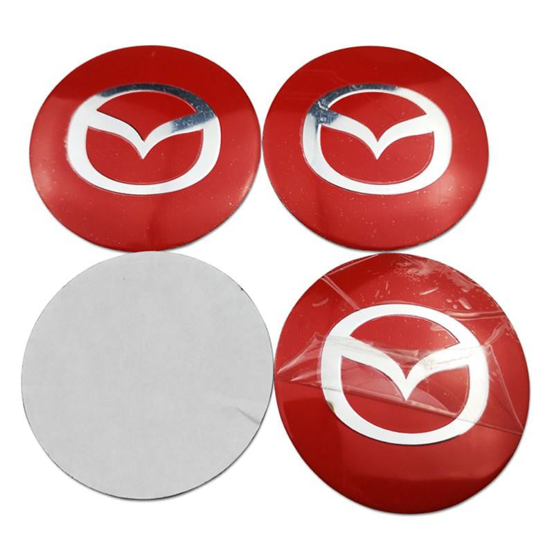 4PCS 56mm MS Mazda Speed Car Wheel Center Hub Cap Sticker Auto Tire Emblem Badge Decal