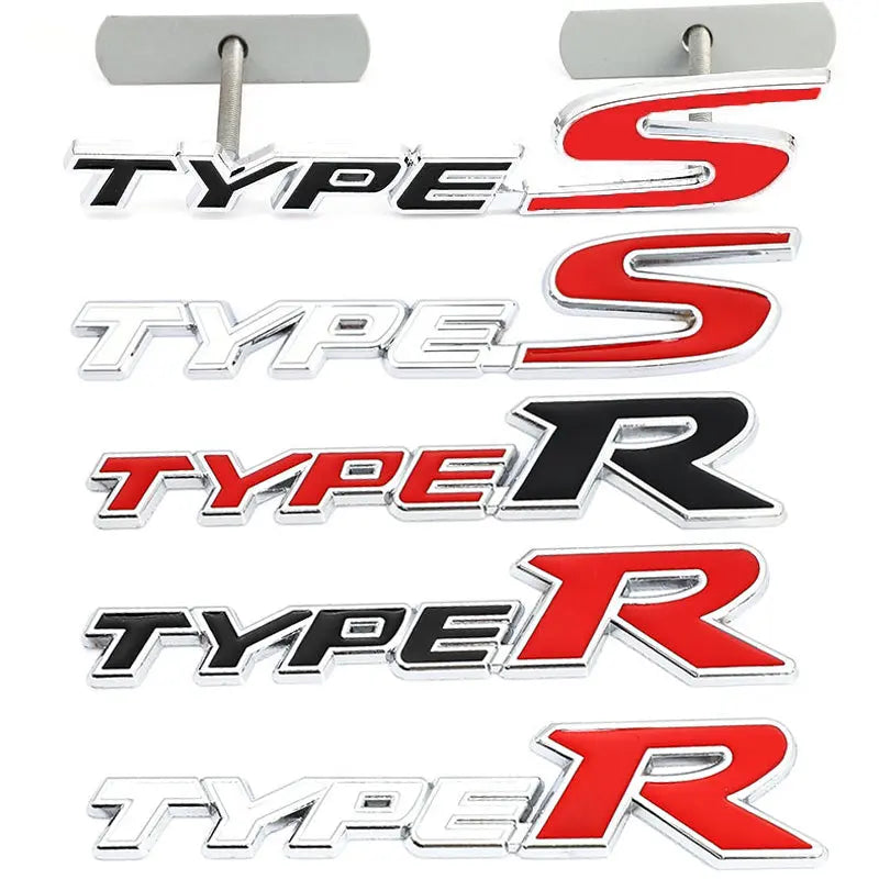 3D Metal Type R Type S Stickers Decals Front Grill Emblem for Honda Civic City Accord - larahd