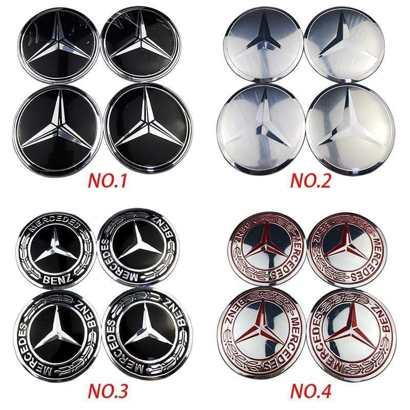 56mm 4PCS Mercedes Benz AMG Apple Tree Brabus Lorinser Car Wheel Center Hub Cap Sticker Emblem Badge Decal - larahd