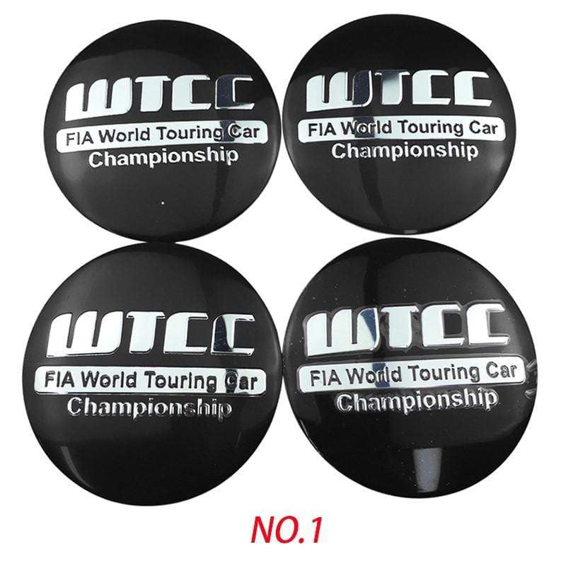 4PCS 56mm WTCC Car Wheel Center Hub Cap Sticker Auto Tire Emblem Badge Decal - larahd