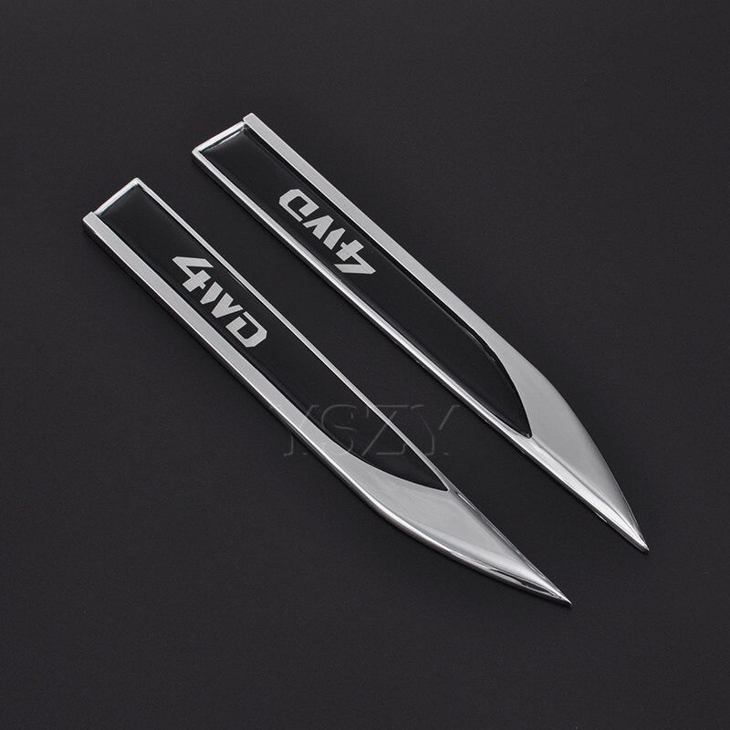 2pcs Sticker Side Wing Badge Emblem Decal for BMW Audi A3A4 Turbo 4X4 4WD Sports - larahd