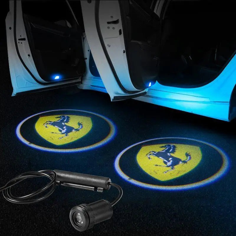 2pcs Door Logo Light LED Laser Projector Step Courtesy Welcome Ghost FOR Ferrari