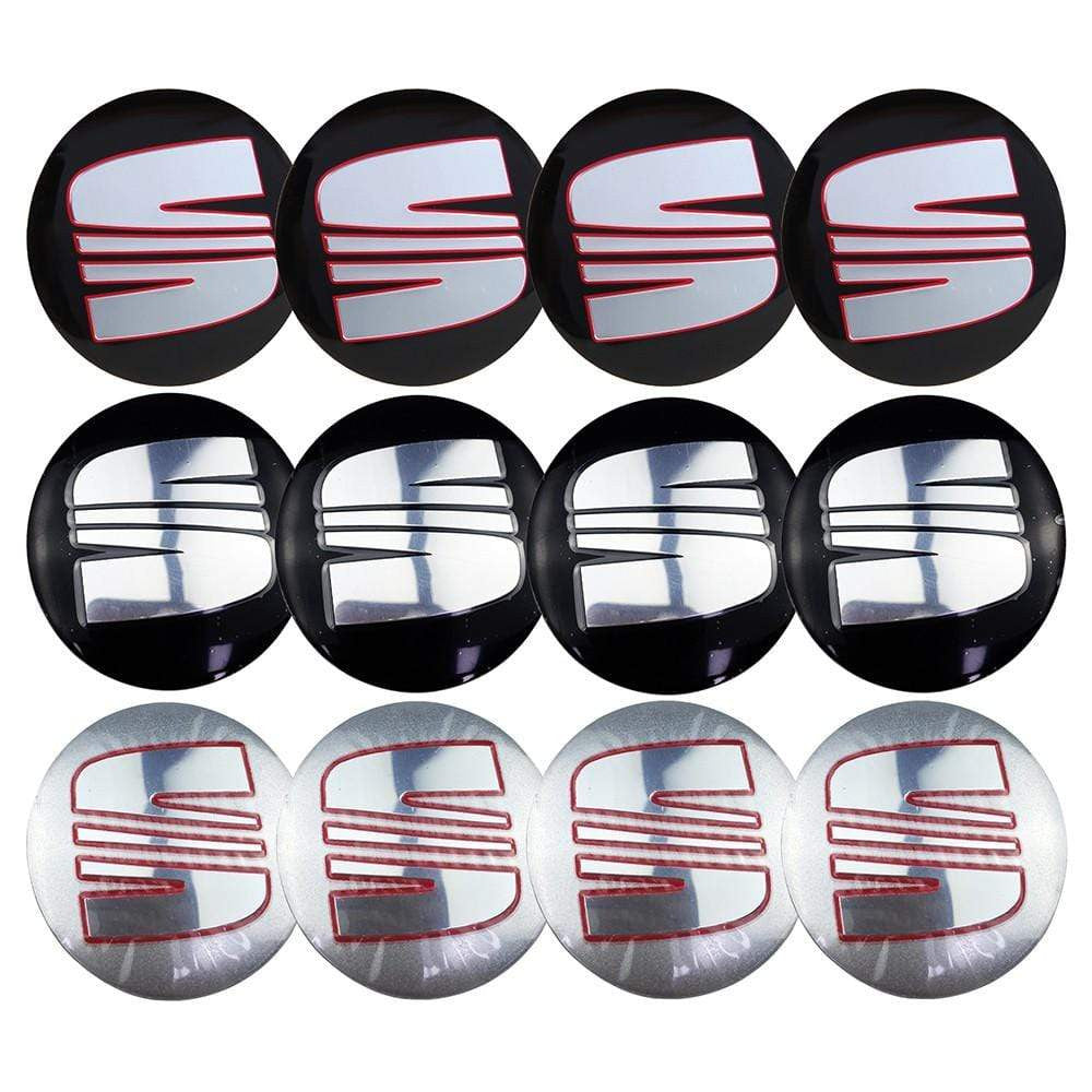 4PCS 56mm SEAT Logo Car Wheel Center Hub Cap Sticker Auto Tire Emblem Badge Decal - larahd