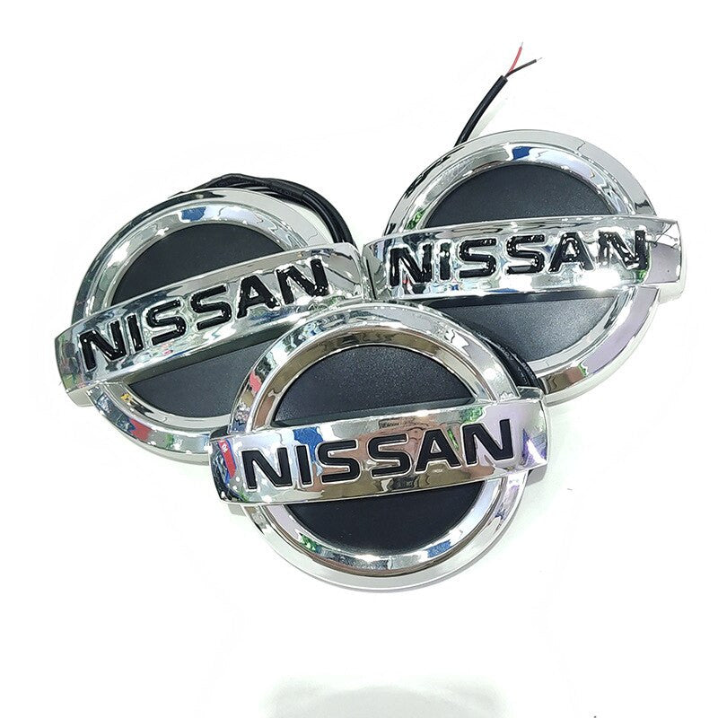 New WHITE RED BLUE 5D LED Tail LOGO Light Badge Emblem For Nissan TIIDA X-TRAIL - larahd