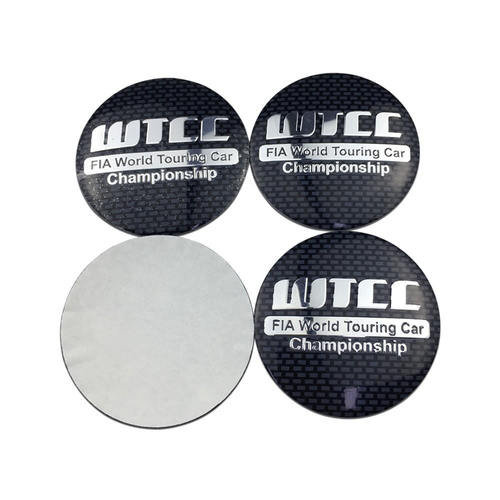 4PCS 56mm WTCC Car Wheel Center Hub Cap Sticker Auto Tire Emblem Badge Decal