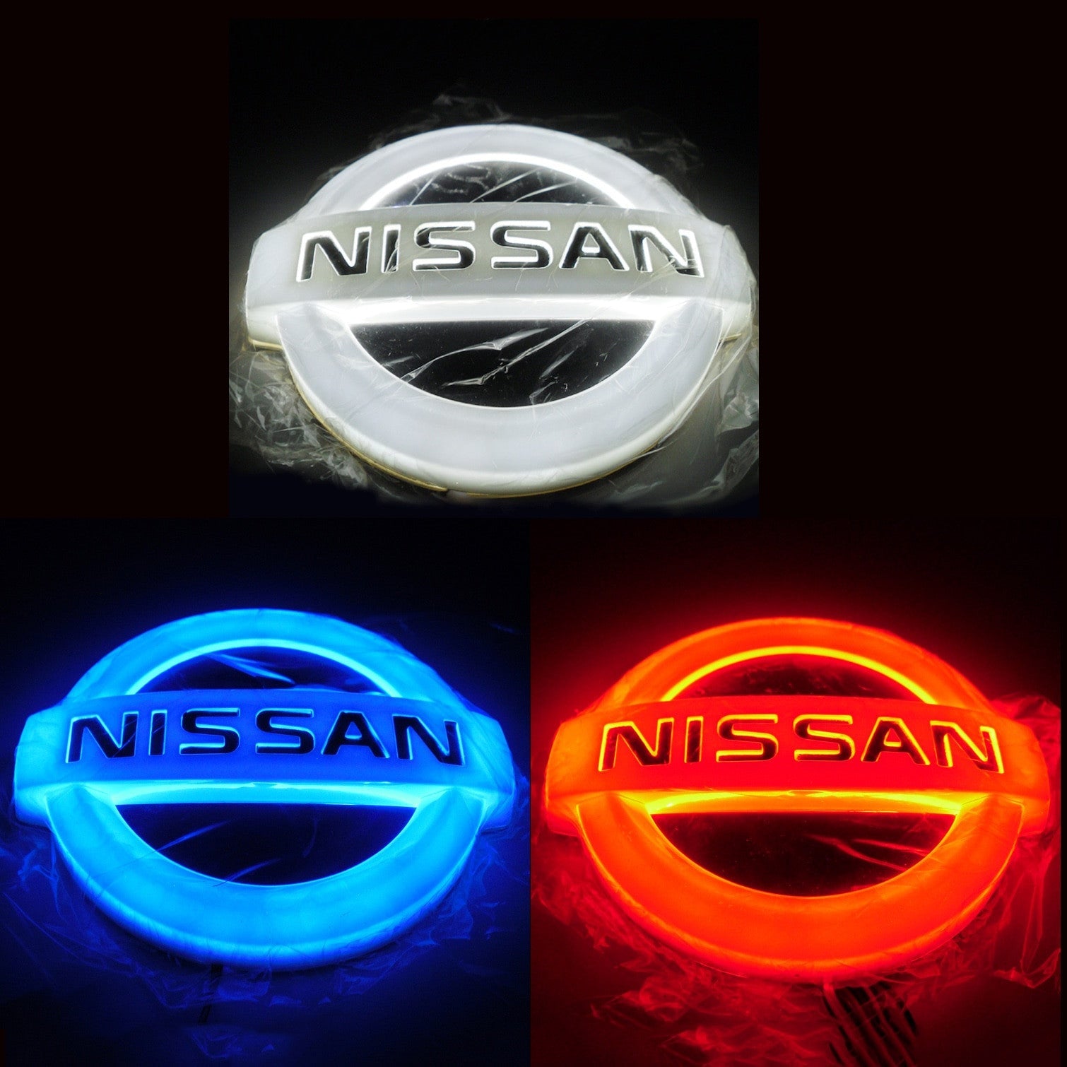 New WHITE RED BLUE 5D LED Tail LOGO Light Badge Emblem For Nissan TIIDA X-TRAIL - larahd