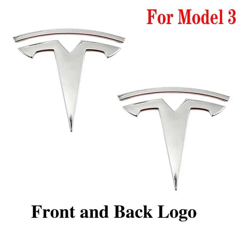 2pcs Tesla Metal Original Sticker For Model 3 Model Y Trunk Replace Emblem Stickers - larahd