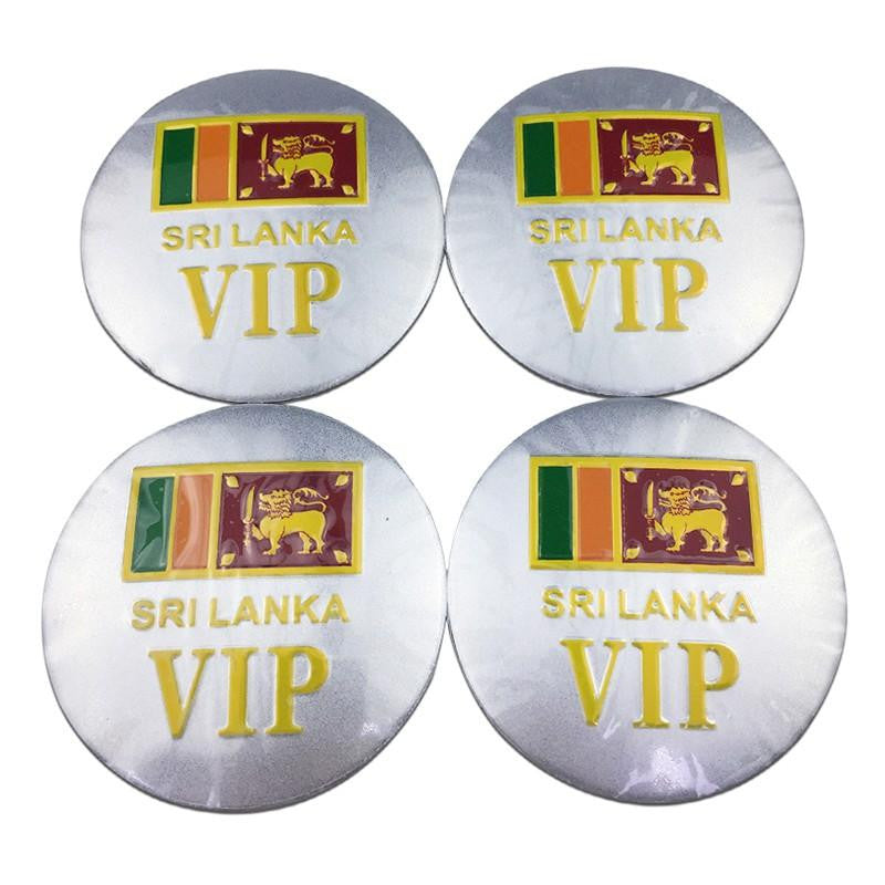 4PCS 56mm Sri Lanka Flag VIP Logo Car Wheel Center Hub Cap Sticker Emblem Badge Decal for SAAB SEAT Peugeot Doage KIA MG-Realmancar