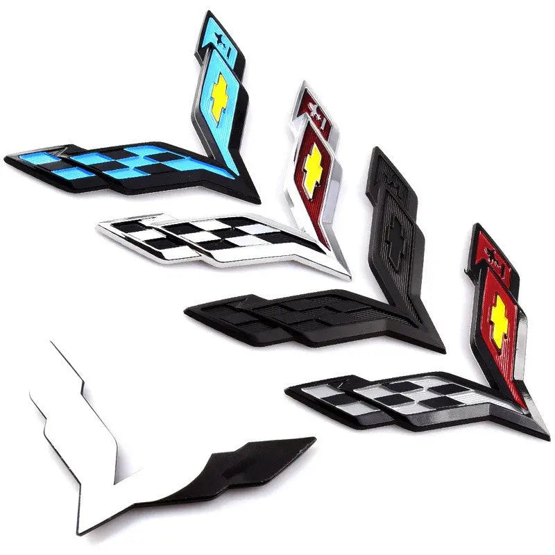 2Pcs Corvette Wing Emblem Sticker Front Rear Trunk Badge For Chevy C6 Chevrolet Corvette - larahd