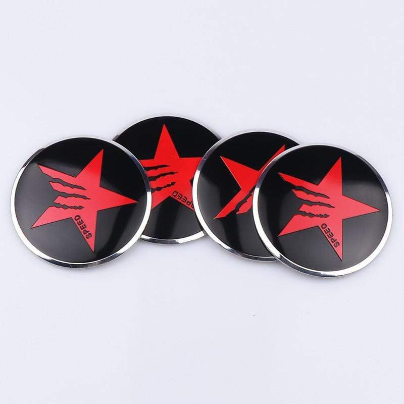 4pcs 56mm Pentagram Logo Car Wheel Center Stickers Hub Cap Emblem Cover For Ford