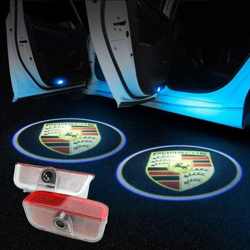 2PCS LED Car Laser Projector HD Welcome Door Trim Lights compatible For Porsche