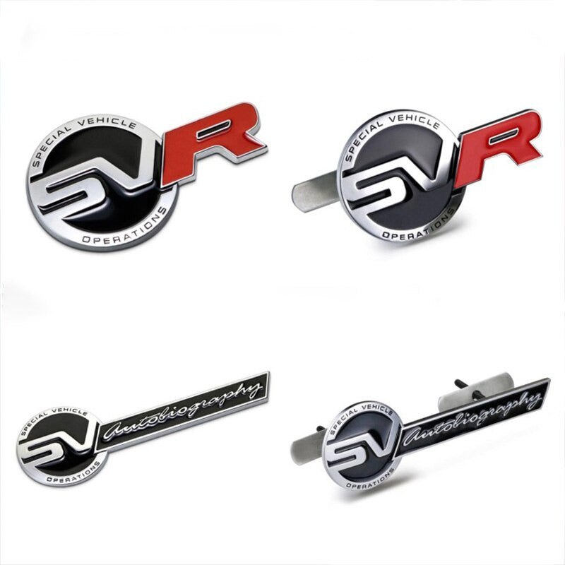 1Pcs Metal Sticker SV SVR Badge Emblem Decals For Range Rover Evoque Defender Discovery - larahd