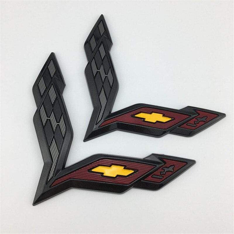 2 Pcs 3D Car Styling For Chevrolet Corvette Aveo Cruze Malibu Captiva Trax Niva Captiva Front Emblem Sticker Rear Trunk Badge Decal - larahd