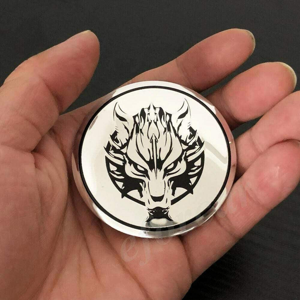 4pcs 56mm Wolf Head Car Wheel Center Hub Cap Badge Emblem Decal Stickers