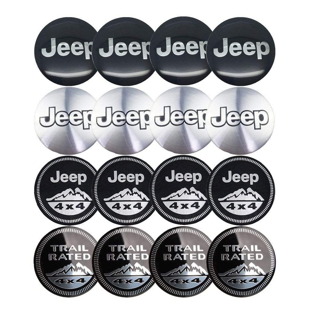 4pcs 56mm Jeep TRAIL RATED 4X4 Snow Mountain Car Wheel Center Hub Cap Sticker Auto Tire Emblem Badge Decal-Realmancar