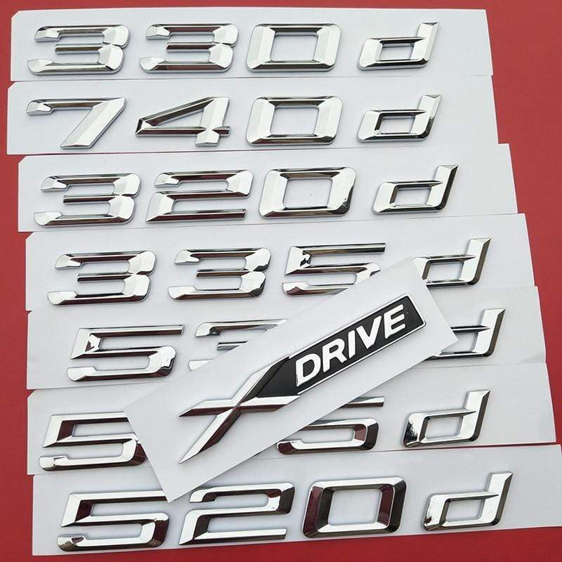 Number Letter 316d 318d 320d 325d 330d 520d 530d 535d 550d 740d 750d 760d Emblem for BMW Diesel Oil Fuel Trunk Logo Sticker - larahd