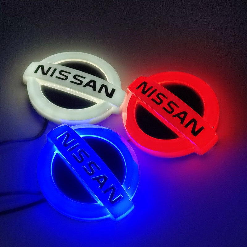 New WHITE RED BLUE 5D LED Tail LOGO Light Badge Emblem For Nissan TIIDA X-TRAIL - larahd