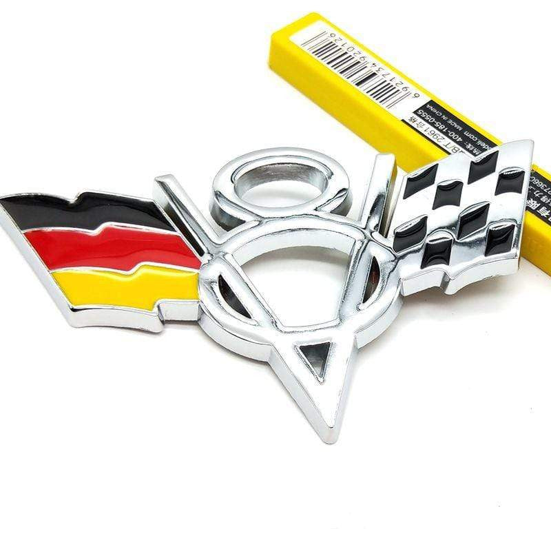 3D Metal V8 USA Germany UK Flag Car Sticker Emblem Badge for Chevrolet Lacetti Aveo Cobalt Cruze Malibu Trax Camaro Car Styling