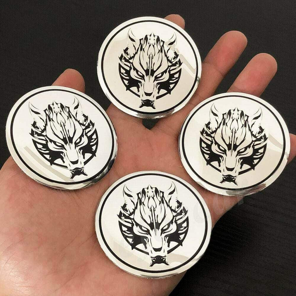 4pcs 56mm Wolf Head Car Wheel Center Hub Cap Badge Emblem Decal Stickers-Realmancar